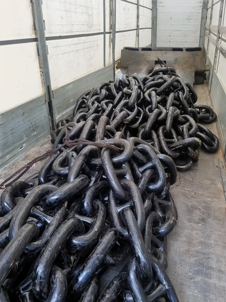 anchor chain lengths prepared for loading