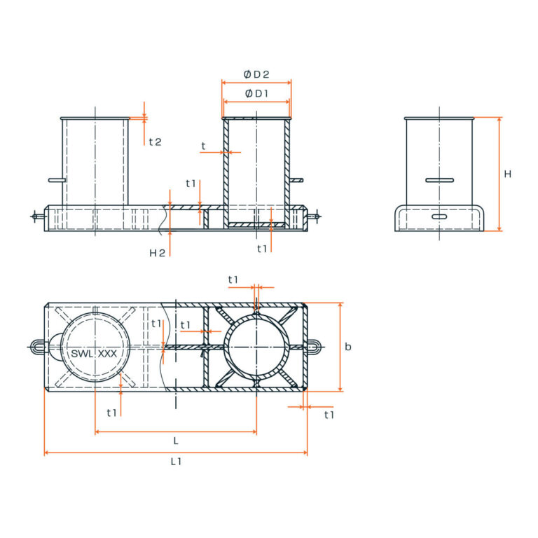 Steel Welded Bollards Type B Technical